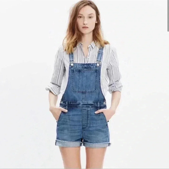 Madewell Adirondack Short Overalls in Delmar Wash Blue Size s - Picture 1 of 13